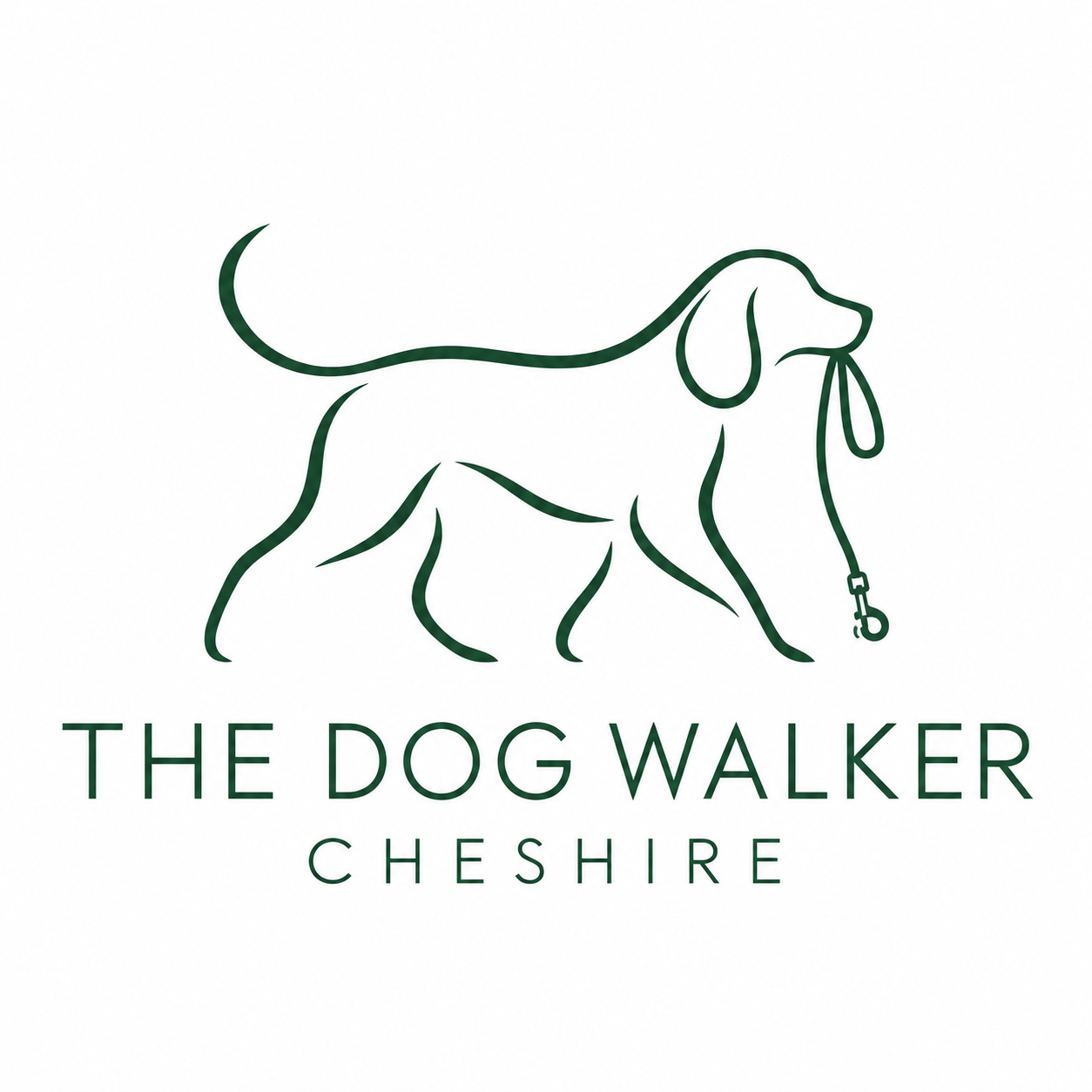 The Dog Walker Cheshire logo — line drawing of a dog holding a lead